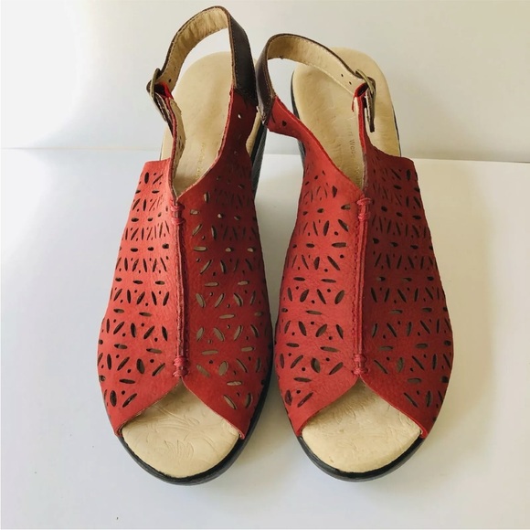 JAMBU WOMEN'S SANDALS SIZE 9M RED SLINBACK VERA RED WEDGE SANDALScj16 - Picture 4 of 9